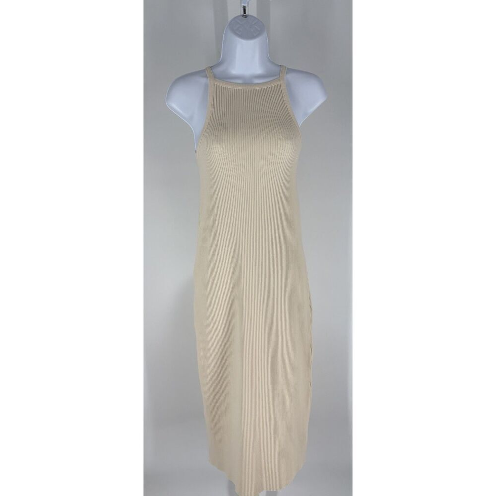 VINCE. Cotton-Blend Ribbed High-Neck Tank Dress - Picture 2 of 6